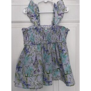 Janie and Jack Girls 12 Lavender Floral Smocked Ruffle Strap Top